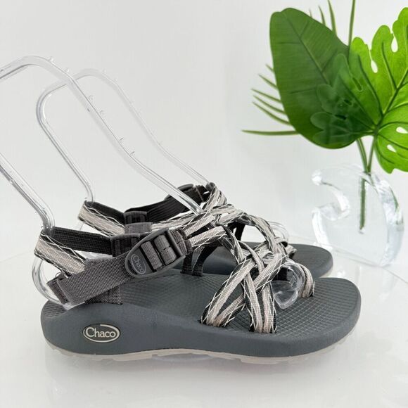 Chaco Women ZX/2 Sandal Sz 7 Outdoor Hike Black Gray Strappy Thong Adjustable - Picture 2 of 12